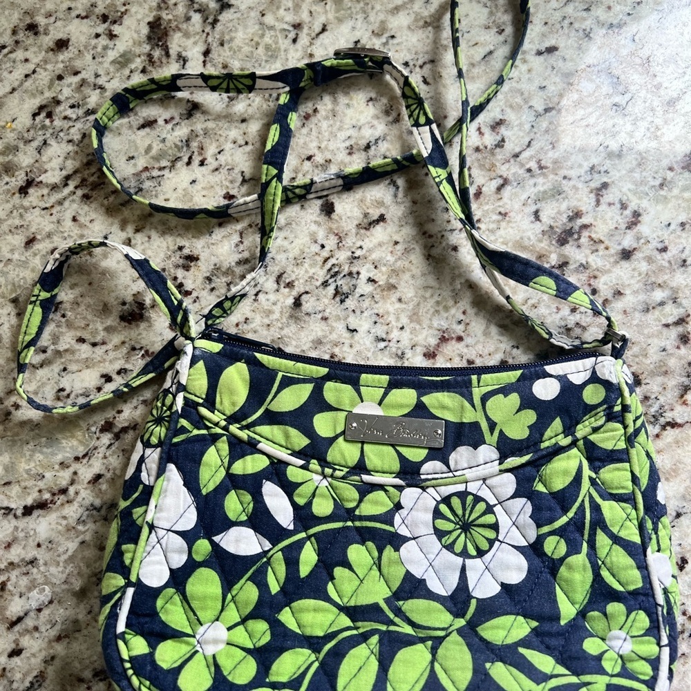 Vera Bradley Navy and Lime Floral Crossbody Bag